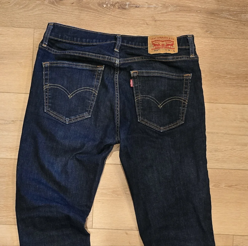 Men's Levi's® 511™ Slim Fit Stretch Dark Blue Jeans - Picture 2 of 5